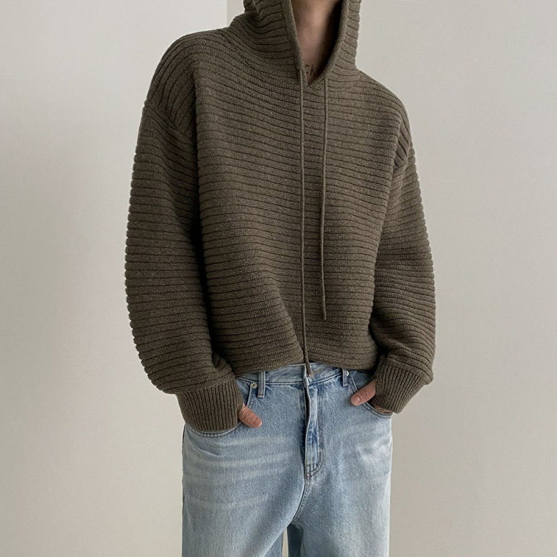 Long-Sleeve Plain Hooded Sweater