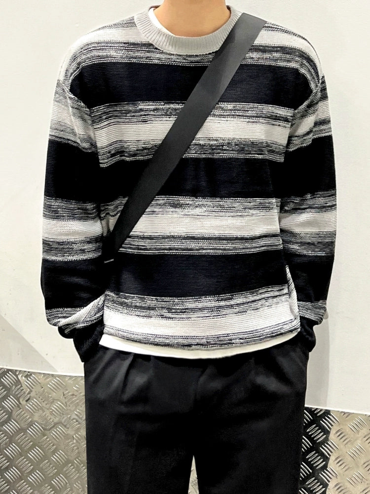 Contrast Striped Crewneck Sweater