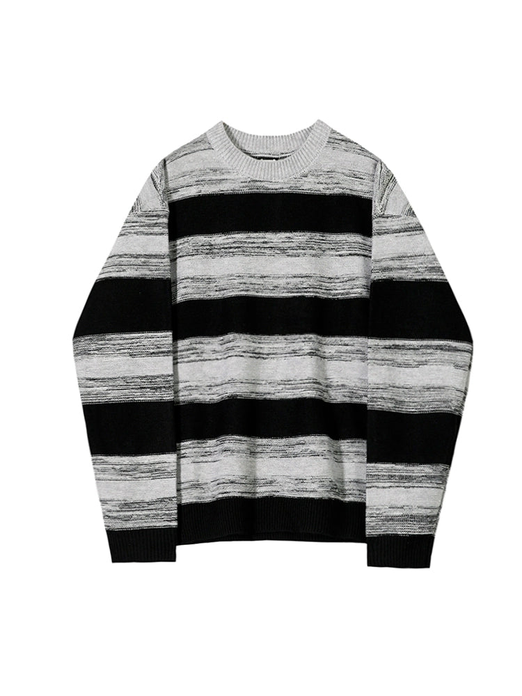 Contrast Striped Crewneck Sweater