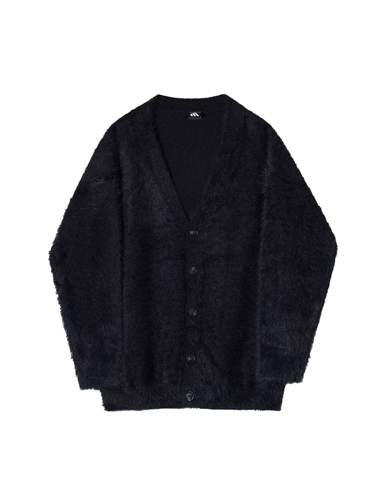 Mink Down V-Neck Knitted Cardigan