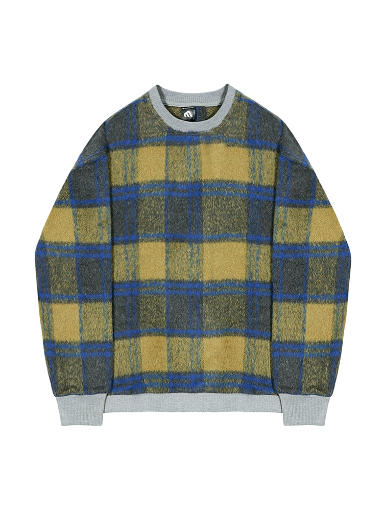 Loose Plaid Sweatshirt