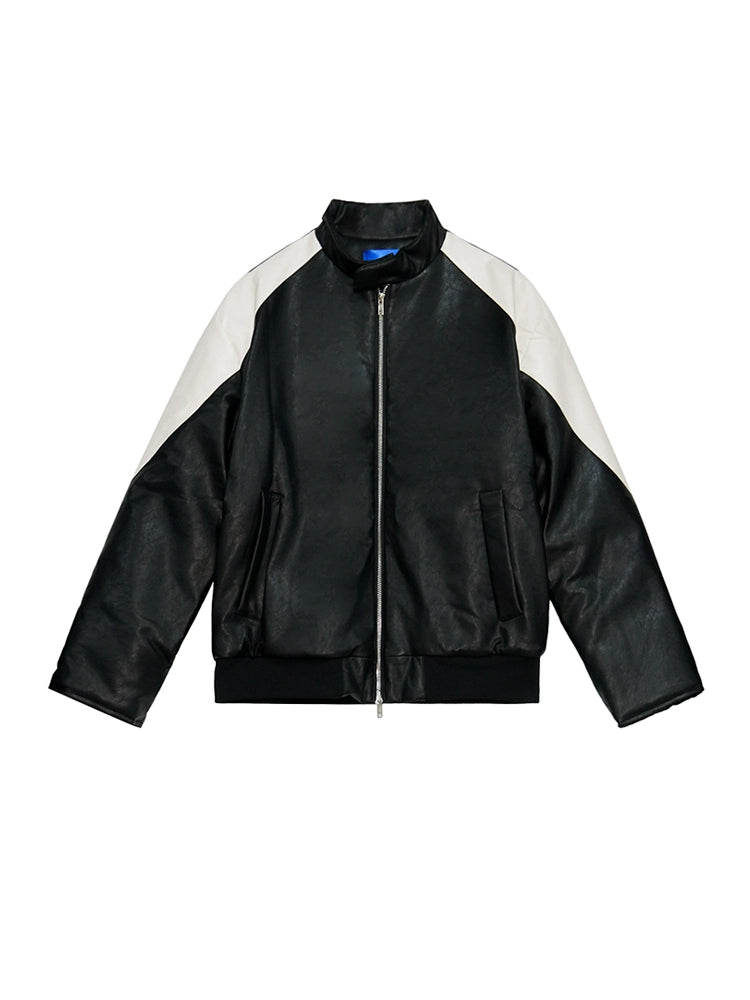 Faux Leather Vintage Panel Jacket