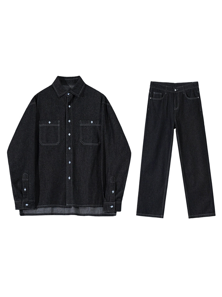 Washed Denim Shirt / Jeans Set (Separate Order)